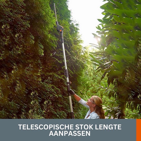 Telescopische Snoeischaar - Mini Kettingzaag - Heggenschaar - Takkenschaar - Takkenzaag - Elektrische Snoeizaag met Accu - Zwart met Oranje — afbeelding 4