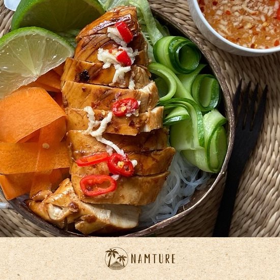 Namture - Kokosnoot Kom Set Arrow - 2 Kommen & 2 Houten Lepels - Coconut Bowl - Zero Waste & Duurzaam - Jumbo Maat - Duurzaam Cadeau