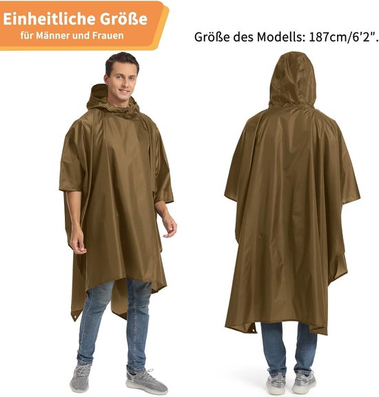 Opret Waterdichte Regenponcho Voor Volwassenen - Lichtgewicht 3-in-1 - Met Capuchon - Geschikt Voor Wandelen & Kamperen - Marineblauw