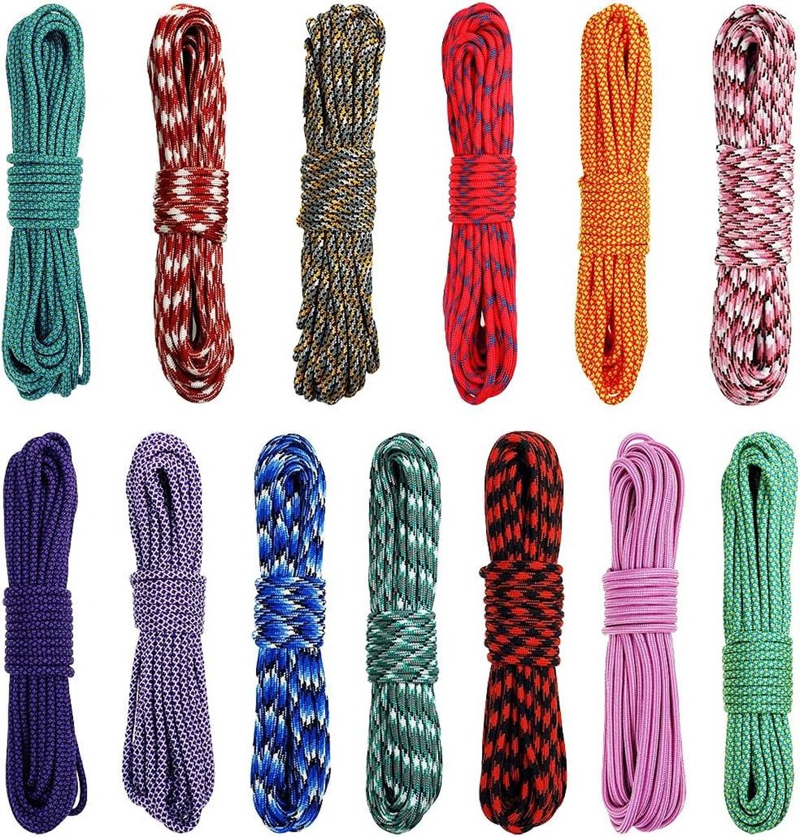 Paracord 4mm Random Multi Colors Set Ideal for Camping Survival Outdoor Crafting DIY 100% Nylon Rope 4mm Tactical Cord 550 Type III 5x10m Length