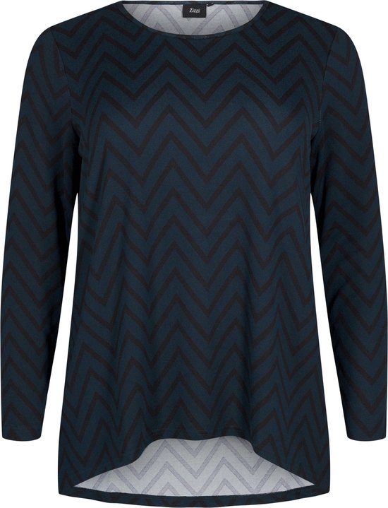 ZIZZI VLUCCA, L/S, AOP BLOUSE Dames Blouse - Dark Green - Maat S (42-44)