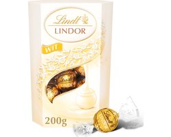 Lindt LINDOR Witte chocolade bonbons 200 gram - 16 zacht smeltende witte chocolade bonbons - Kerstcadeau