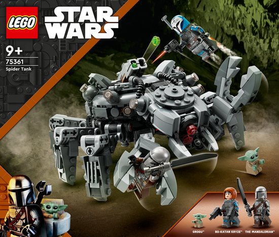 LEGO Star Wars doos met Spider Tank, The Mandalorian, Grogu en Bo-Katan Kryze.
