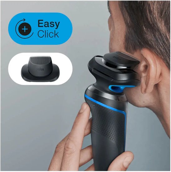 Braun Series 5 51-B1200s Scheerapparaat voor heren met EasyClick precisietrimmer, EasyClean, nat en droog, oplaadbaar, draadloos elektrisch scheerapparaat met snijbladen, blauw