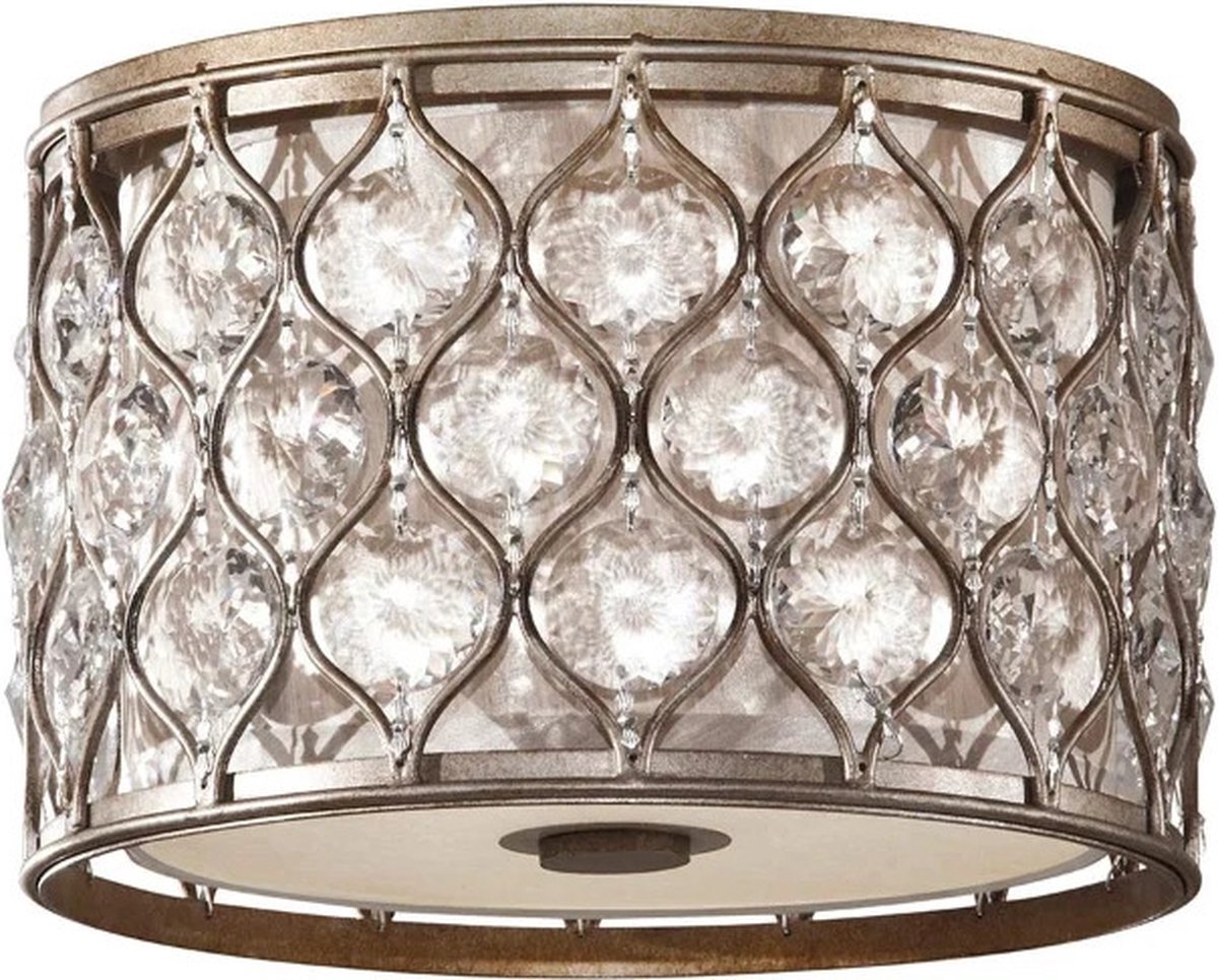 Landelijke Plafondlamp - Steady Lighting - Glas - Landelijk - E27 - L: 31.1cm - Voor Binnen - Woonkamer - Eetkamer - Zilver