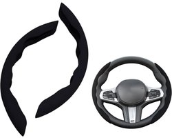 Stuurhoezen - Auto Stuurhoes - Steering Cover - Autoaccessoires - 1 Paar- Zwart - LOUZIR
