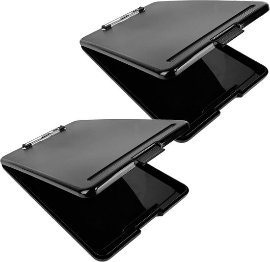 4Stuks Klembord Met Dubbele Klem - Zwart Portable Desktop Met Binnenvak, Anti-Roest A4-Klembord Met Afdekking Voor Thuis, School, Kantoorbenodigdheden, Bestandsdocumentenorganizer