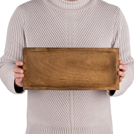 Decoratief houten dienblad, naturel, set van 2 - 50/45 cm - houten kaarsenbord langwerpig - tafeldecoratie decoratief dienblad decoratieve schaal rechthoekig kaarsenbord