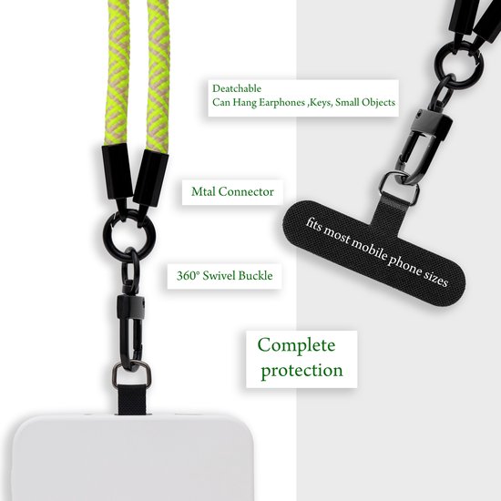 Chaîne de téléphone portable Cadorabo adaptée à Oppo A57 5G / Realme V23 en JAUNE - Étui pour téléphone portable avec cordon de sangle réglable à accrocher autour du cou