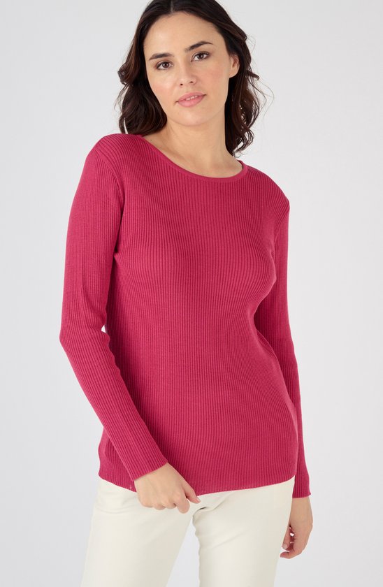 Damart - Pull col rond 50% laine mérinos - Femme - Rose - S