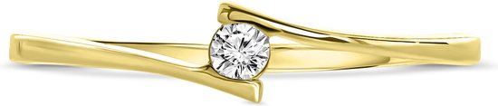 Miore Pure Ring Dames - 9 Karaat - Goudkleurig - Met Diamanten - Handgemaakt - Maat 54