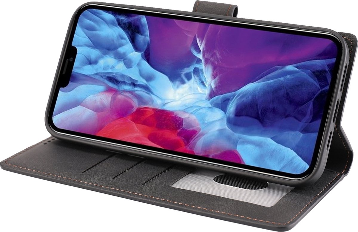 Mobigear Telefoonhoesje geschikt voor Apple iPhone 14 Plus Hoesje | Mobigear Wallet 30 Bookcase Portemonnee | Pasjeshouder voor 3 Pasjes | Telefoonhoesje voor Pinpas / OV Kaart / Rijbewijs - Zwart