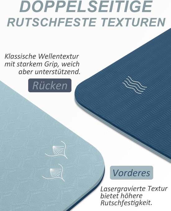 Yogamat, antislip, met trekkoord, 6,8 mm dikke yogamat, professionele sportmat, fitnessmat, antislip, TPE, pvc gymnastiekmat voor spullen en kleding, trainingsmat voor training van Yogamat — afbeelding 2