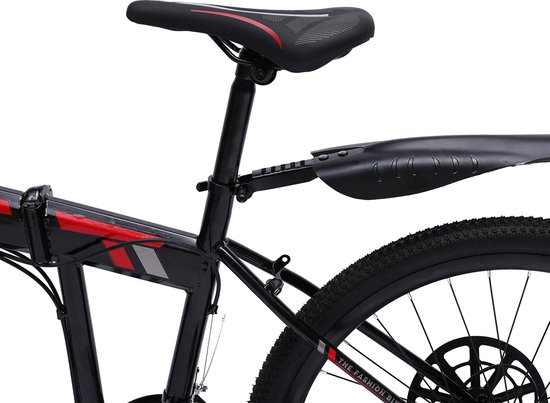 Gran Vida® - Mountainbike - Opvouwbaar - 26" - 21 Snelheden - Zwart/Rood - Koolstofstaal — afbeelding 3
