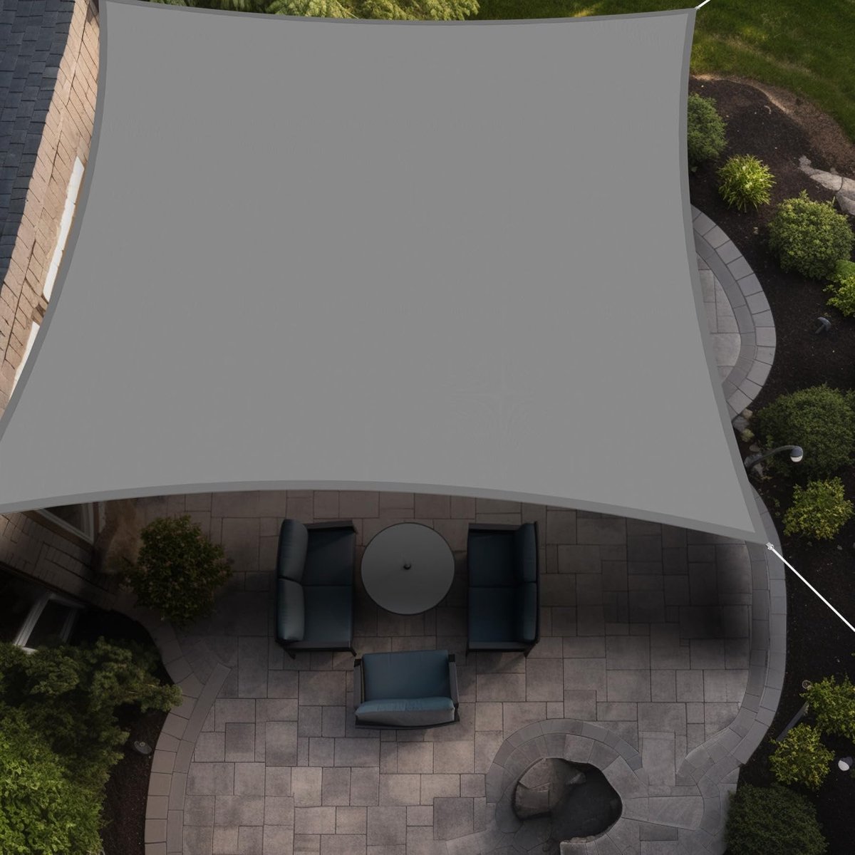 Zonneschermzeil 2 x 2 m rechthoekig luifel waterdicht schaduwzeil tuinluifel 95% UV-blokkering met gratis touw zonnezeil voor buiten tuin terras binnenplaats pergola balkon feest
