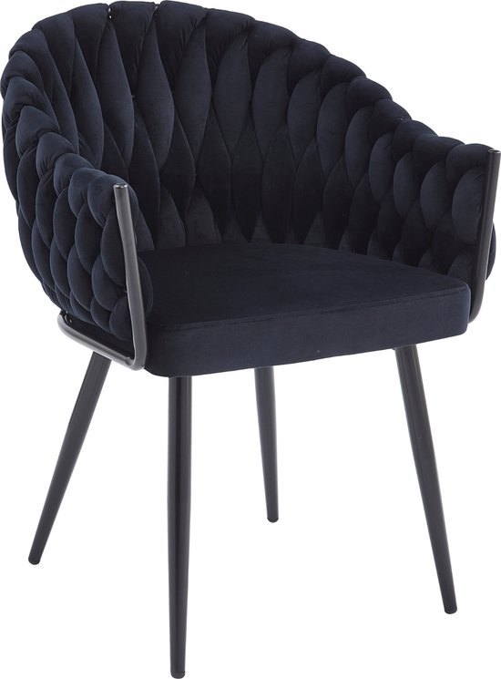 Colenis® - Chaise de salle à manger Wave - Set de 4 - Zwart - Velours - Velours - Design