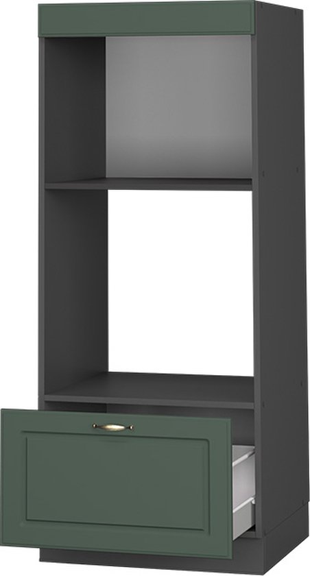 Vicco Armoire à micro-ondes Fame- Line, Vert- Or Maison de campagne/Anthracite, 60 cm ouvert