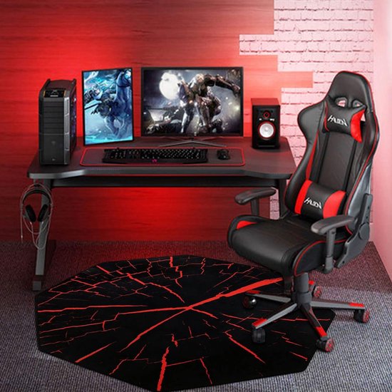 Hardhouten vloertapijt, beschermende mat, ronde gamingstoel, mat voor kantoor, rolstoel, geurloos en antislip, rond tapijt, woonkamer, houten vloermat, wasbaar