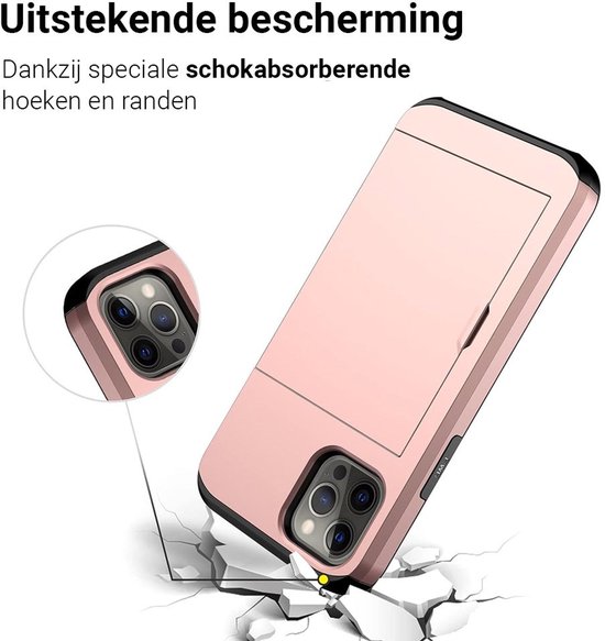 Mobiq - Étui hybride pour iPhone 13 Pro Max avec porte-cartes - or rose