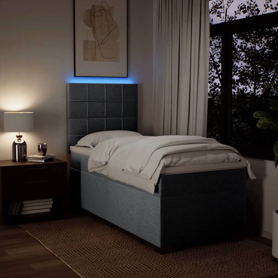 vidaXL - Boxspring - met - matras - stof - lichtgrijs - 90x200 - cm