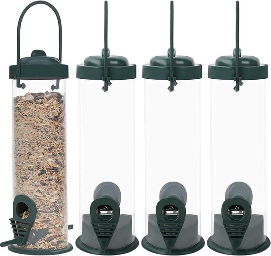 Retadou - Voederzuil, vogelvoederdispenser met 2 voederstandaarden, het