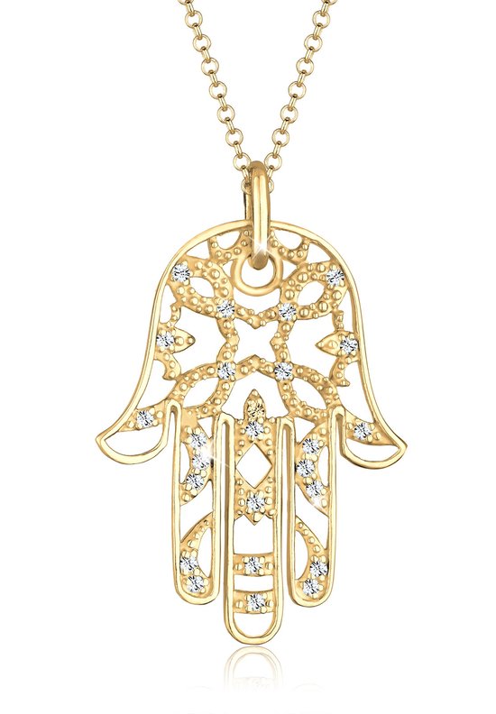 Elli Dameshalsketting solitaire sterren verguld met kristallen, 45 cm, Sterling zilver, Kristal Elli Dameshalsketting solitaire sterren verguld met kristallen, 45 cm, Sterling zilver, Kristal