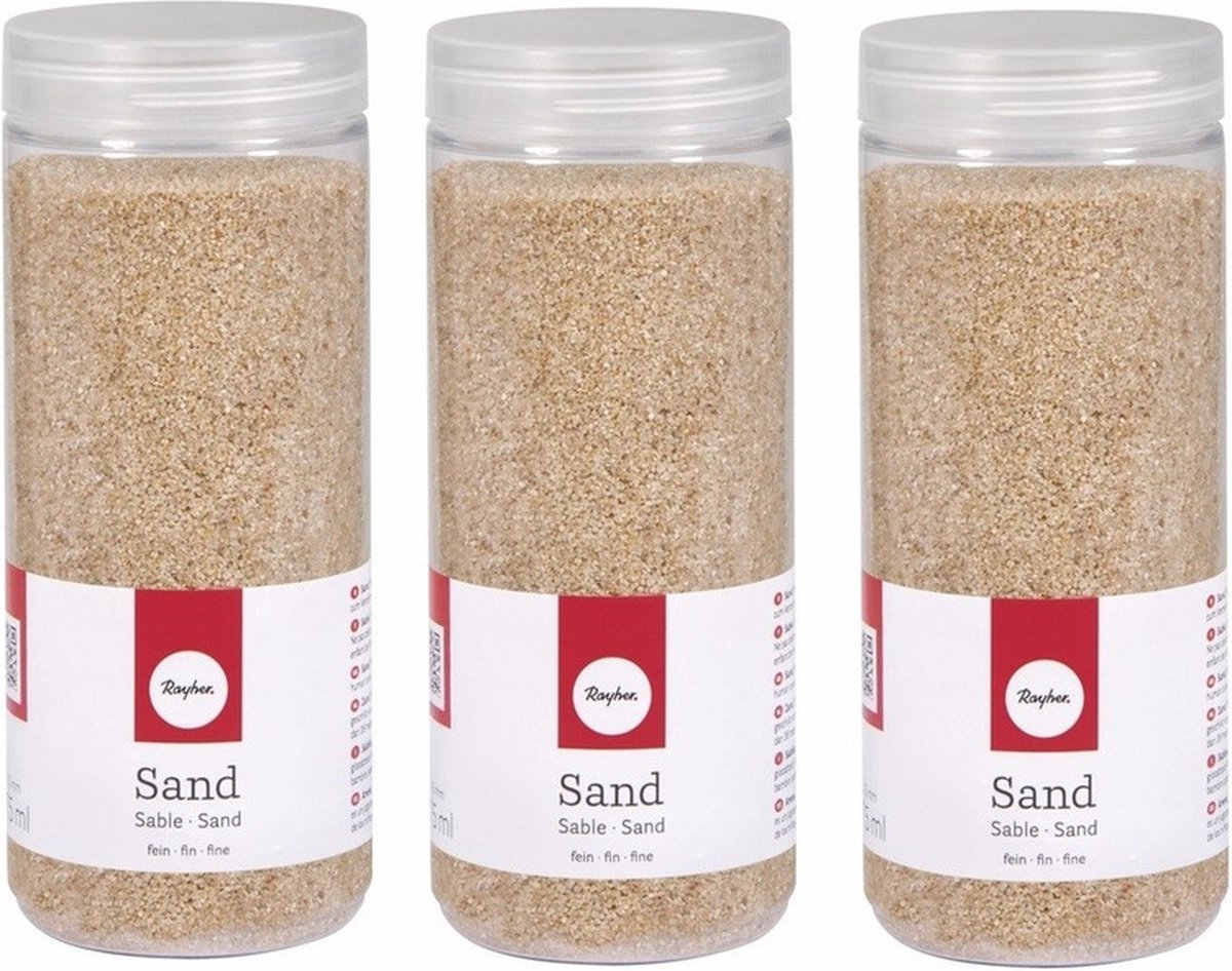 Rayer Hobby fijn decoratie zandkorrels - 3x - beige - 475 ml - zandkorrels - knutselmateriaal