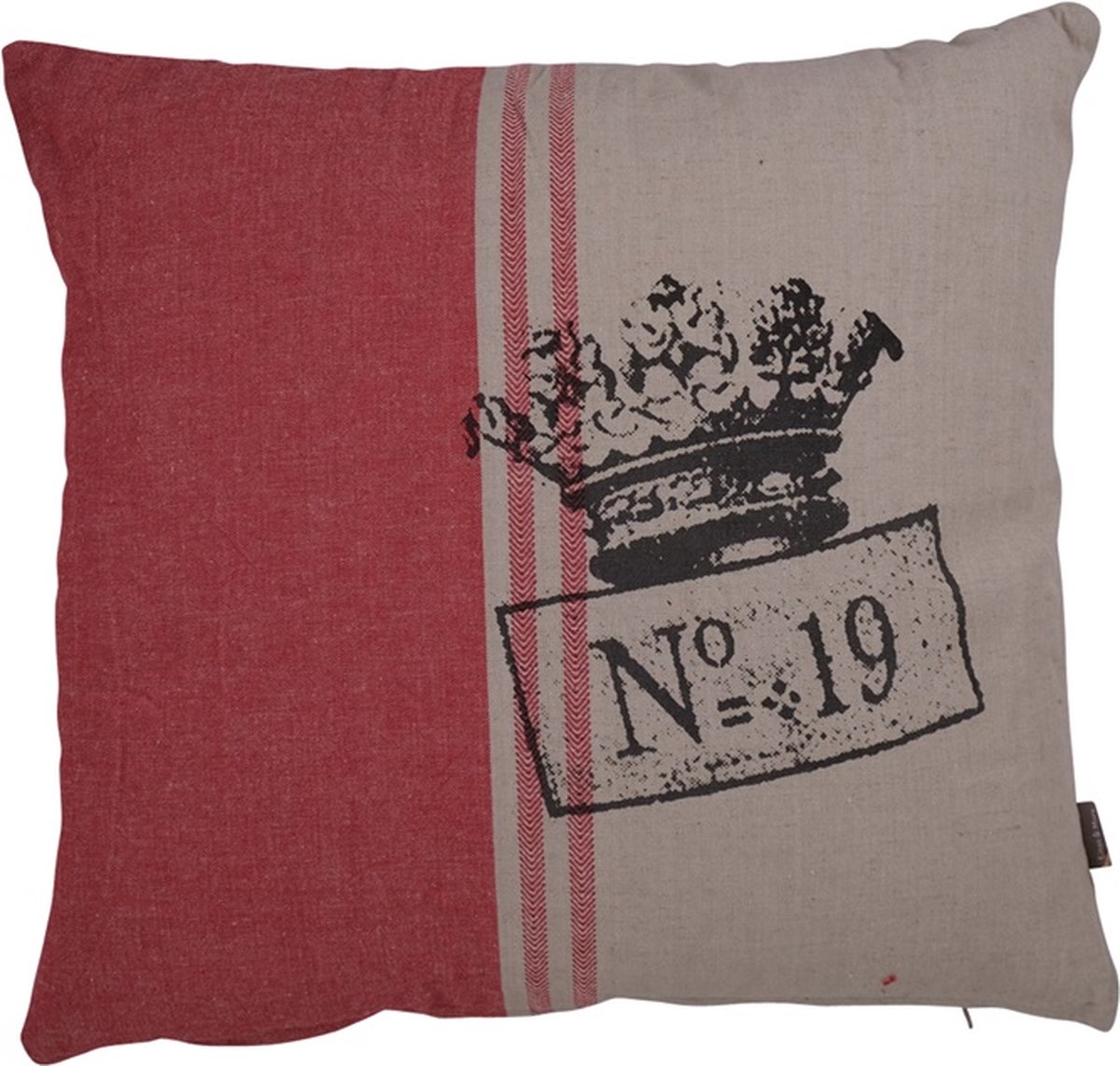 Linen & More Kussen Crown Middle Stripe Rood | 45 X 45 | Sierkussen Voor Woonkamer Of Slaapkamer