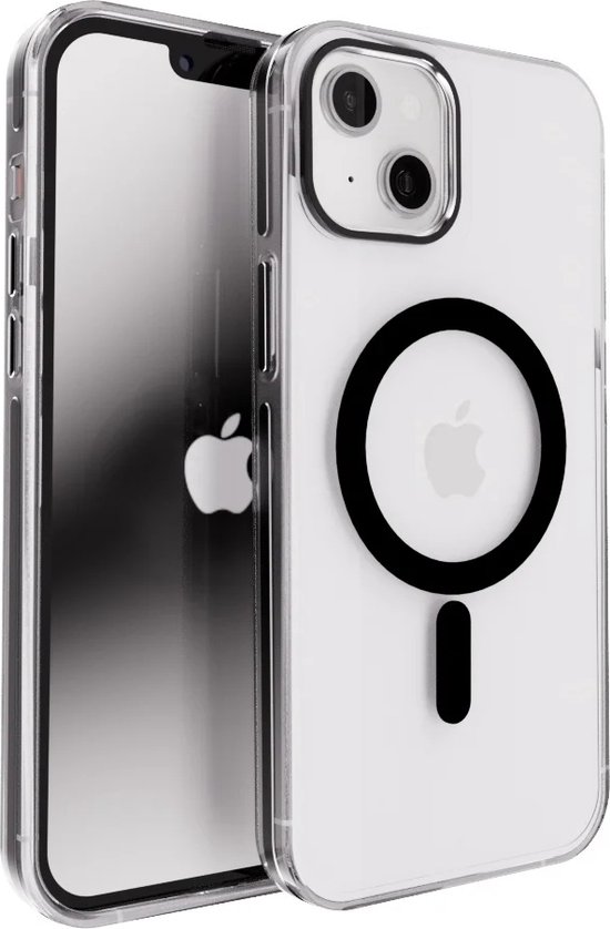 Coverzs Clear Metallic silicone hoesje geschikt voor iPhone 13 - Magneet hoesje - schock proof telefoonhoesje - TPU backcover met magneetring - Zwart