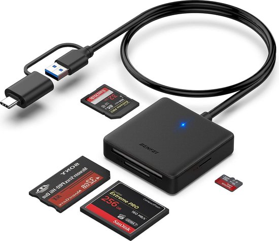 Foto: Benfei sd kaart lezer met usb a 3 0 usb c aansluiting geheugenkaart lezer voor ms kaart cf kaart sd kaart micro sd kaart