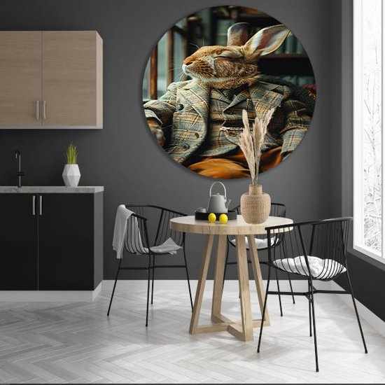 Cercles muraux lapin - Cercles muraux animaux - Cercles muraux Chaise - Tableaux modernes - Peinture - Décoration salon cercle mural forex 80x80 cm