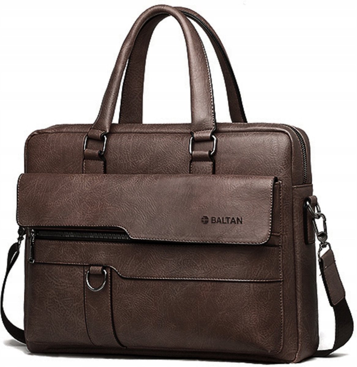 Baltan Leren Aktetas - Laptoptas - Tot 16 inch - Donkerbruin - 10L - 38 X 29 X 10 CM