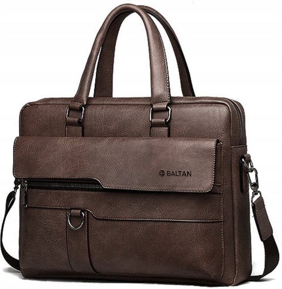 Foto: Baltan leren aktetas laptoptas tot 16 inch donkerbruin 10l 38 x 29 x 10 cm