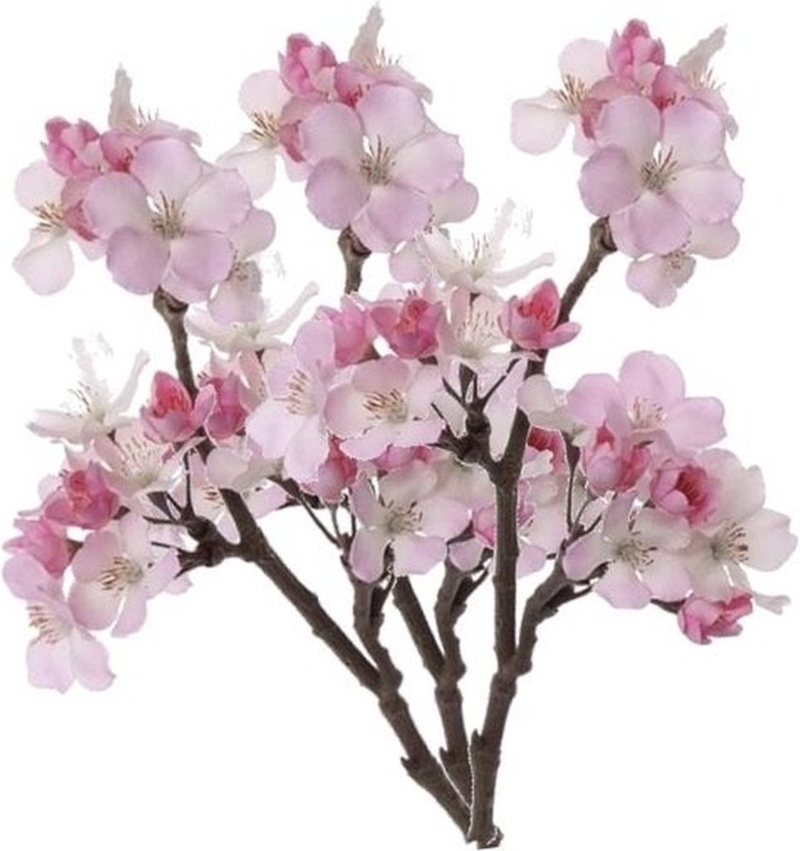 Bellatio Flowers & Plants Roze appelbloesem kunstbloem/tak met 17 bloemetjes 36 cm - Set van 3x stuks - Nepbloemen - Kunstbloemen