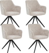 Bol.com Colenis® - Yade Eetkamerstoel - Set Van 4 - Beige - Chenille Stof - Industrieel aanbieding