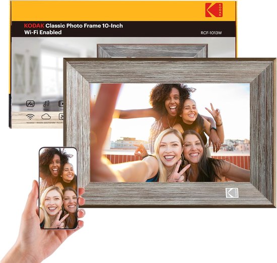 Digitale fotolijst, wifi, 16 GB, digitale fotolijst, 10,1 inch, deel je foto's op de digitale fotolijst via de app vanaf elke locatie, touchscreen 1280 x 800 cm (wit