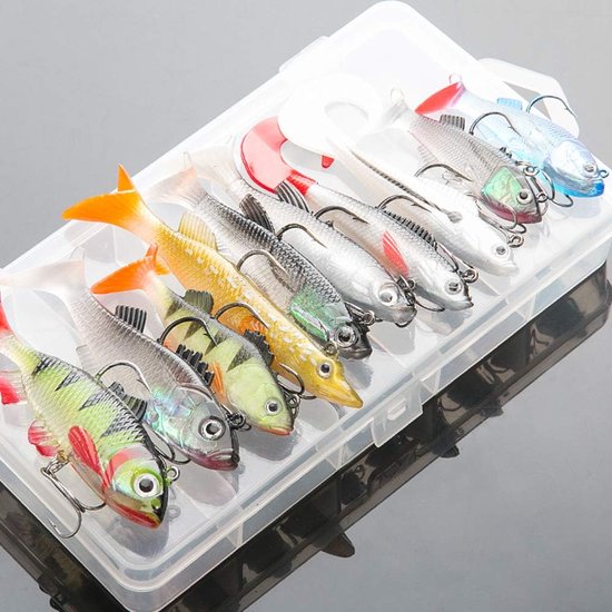 Visaas Set voor Zalmvissen - Realistische Spinning Lures van Siliconen - Acht Stuks voor de Beste Vangst - Fris en Zoutwater Geschikt - Professionele Uitrusting voor Sportvissers — afbeelding 2