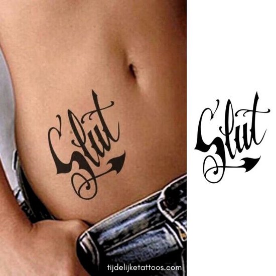 Slut Tattoo - Slet Tatoeage - sexy tijdelijke tattoo - neptattoo volwassenen - plak tattoo - erotiek