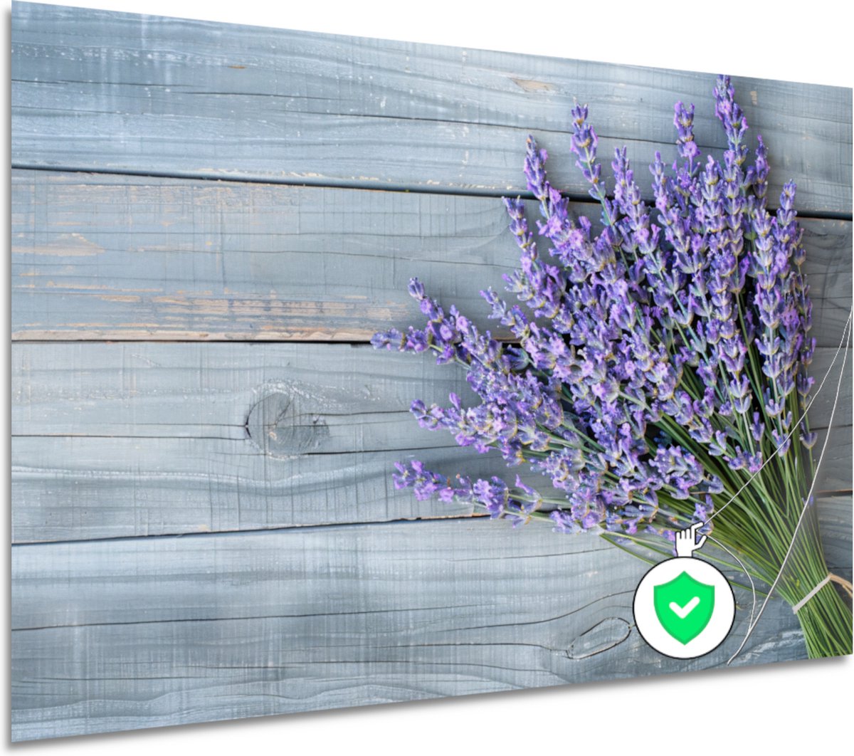Lavendel poster Bloemen wanddecoratie Poster Houten tafel Muurdecoratie landelijk Slaapkamer posters Decoratie muur poster 60x40 cm