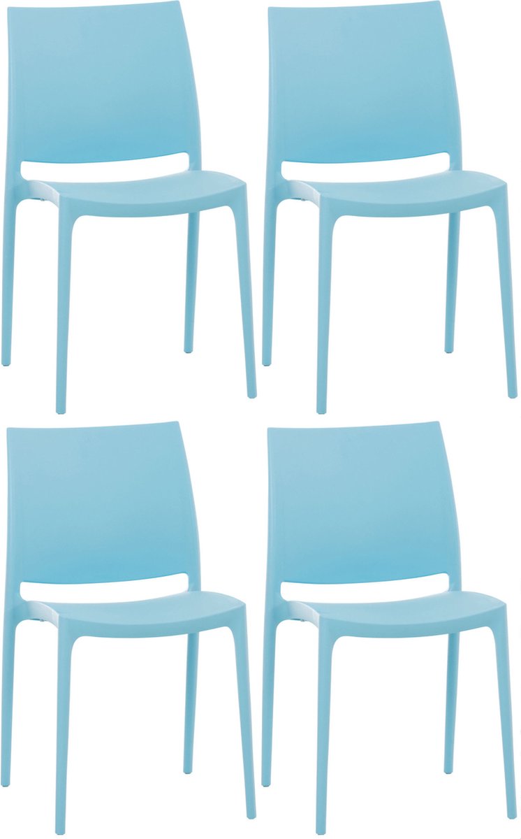Clp Maya Set van 4 stoelen Weerbestendige stapelstoelen een draagvermogen tot 130 kg lichtblauw