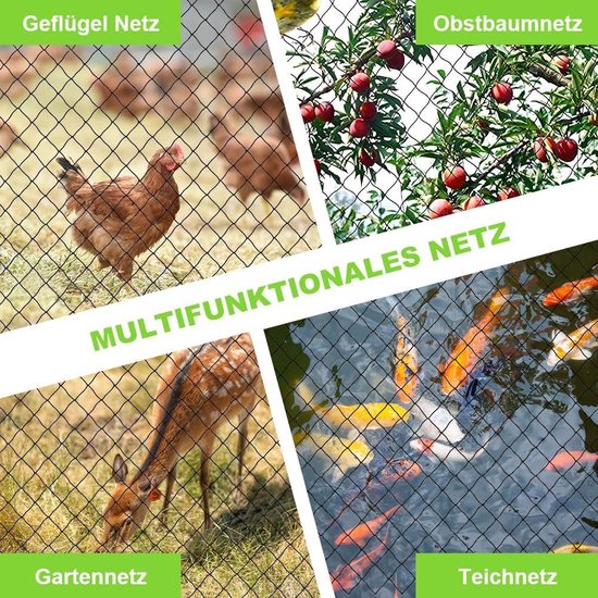 10 m x 10 m vogelbeschermingsnet, vogelnet, zwart, scheurvast