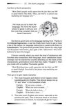 Pagina met titel 'The Dutch Language', tekst en een cartoon van een boze Nederlander die klaagt over de uitspraak van zijn taal.