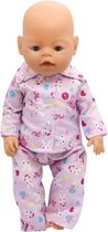 Roze pyjama met konijntjes voor pop 39-43 cm zoals Baby Born - Poppenpyjama