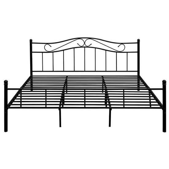 Metalen-frame bed - Florenz - Zwart met Matras - 200x160cm - en.casa