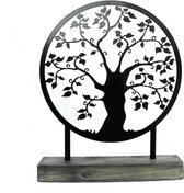 Staande decoratie - levensboom - antraciet/zwart - 35cm