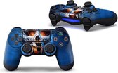 PS4 dualshock Controller PlayStation sticker skin | White skull - Blue