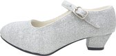 Spaanse Prinsessen schoenen zilver glitter maat 40 (binnenmaat 25,5 cm) bij jurk
