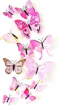 3D Vlinders Muurstickers | Muurdecoratie  | Kinderkamer & Babykamer | Roos |  Decoratie | Muurstickers