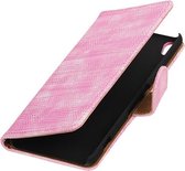 Roze Mini Slang booktype wallet cover - telefoonhoesje - smartphone hoesje - beschermhoes - book case - hoesje voor LG Joy