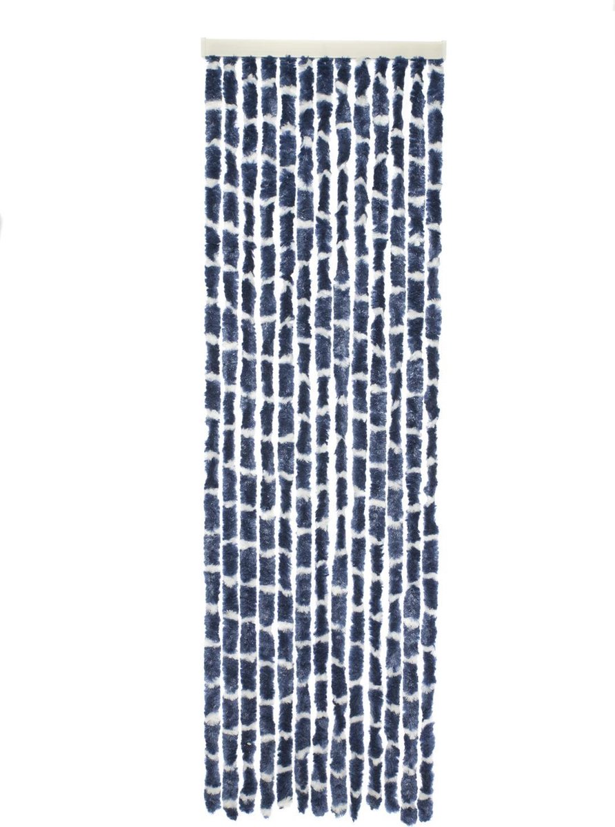 Travellife - Vliegengordijn - Chenille - Stripe - 185x56 - cm - blauw - en - wit